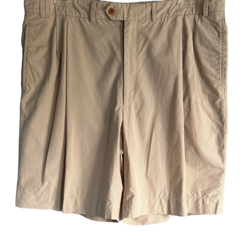 Jeff Rose Golf Shorts Men’s‎ Size 40 Inseam 9” Pleated Beige Gingham Check ￼